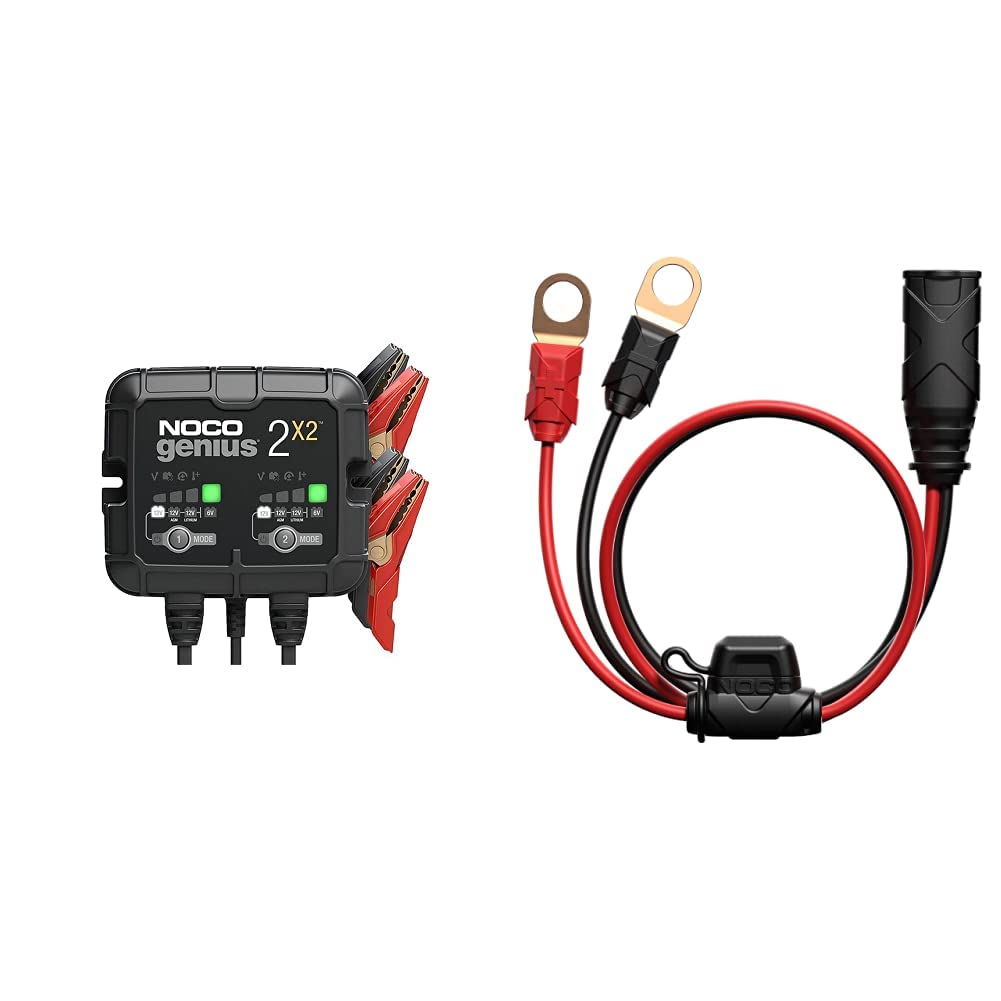 NOCO GENIUS2X2 2-Bank Battery Charger + X-Connect M10 XL Eyelet